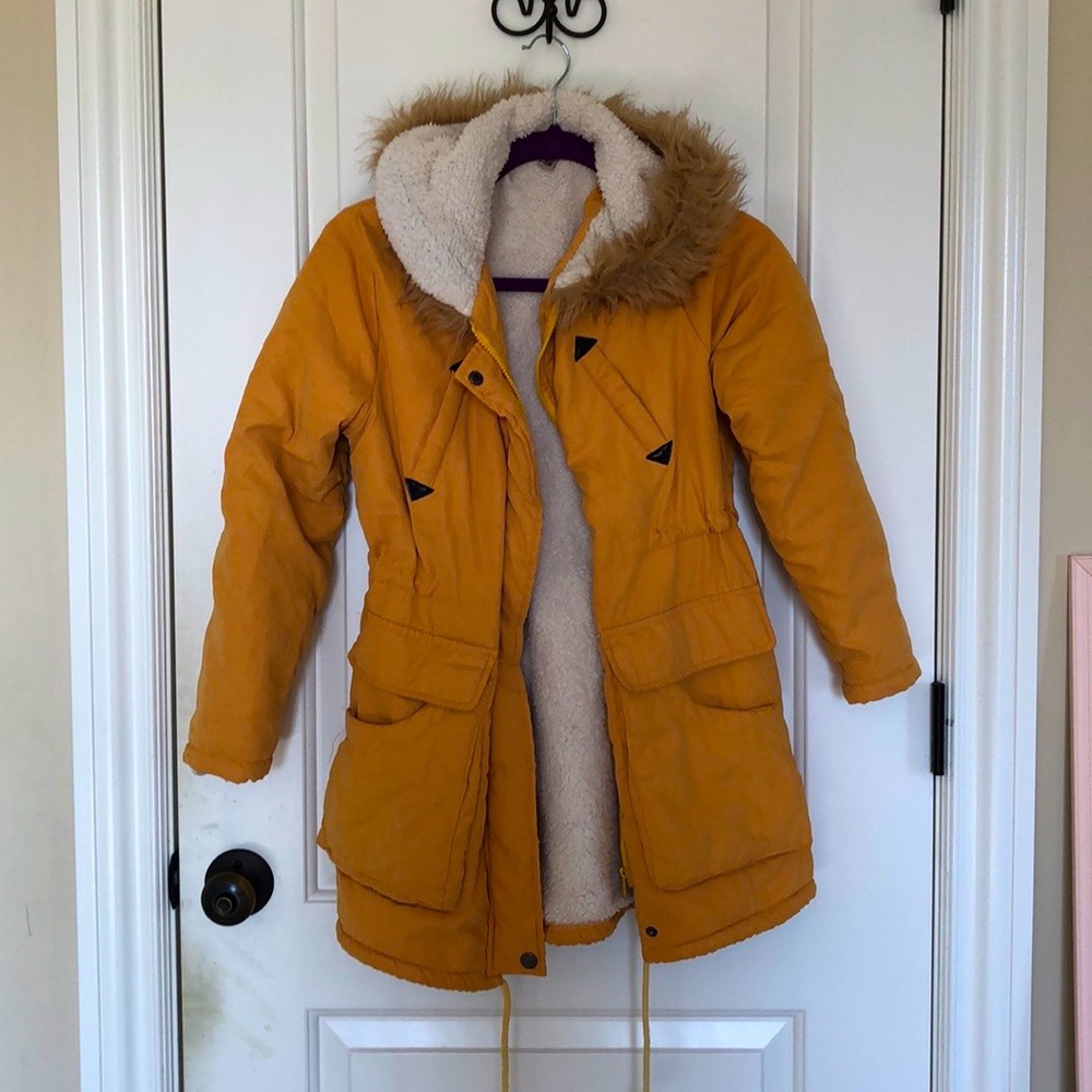 Mustard Yellow Sherpa Coat S